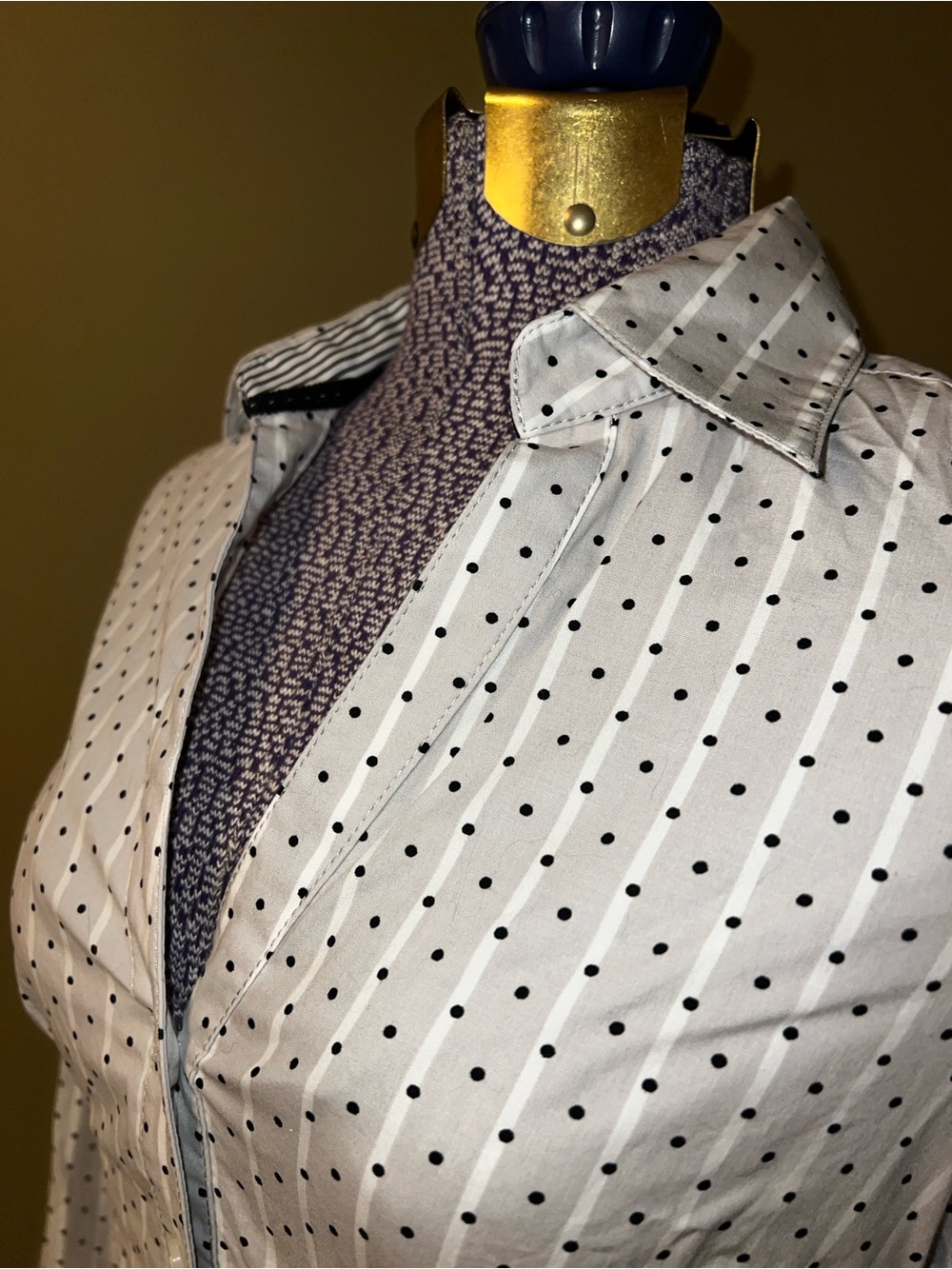 Express Black and White Striped & Polka Dot Blouse - Picture 6 of 9